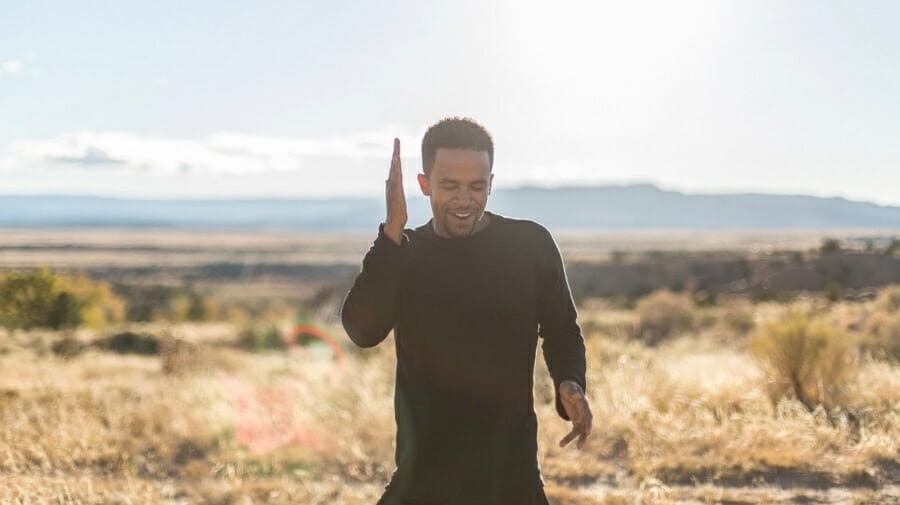 Dahlak Brathwaite dances with Arizona landscape in background