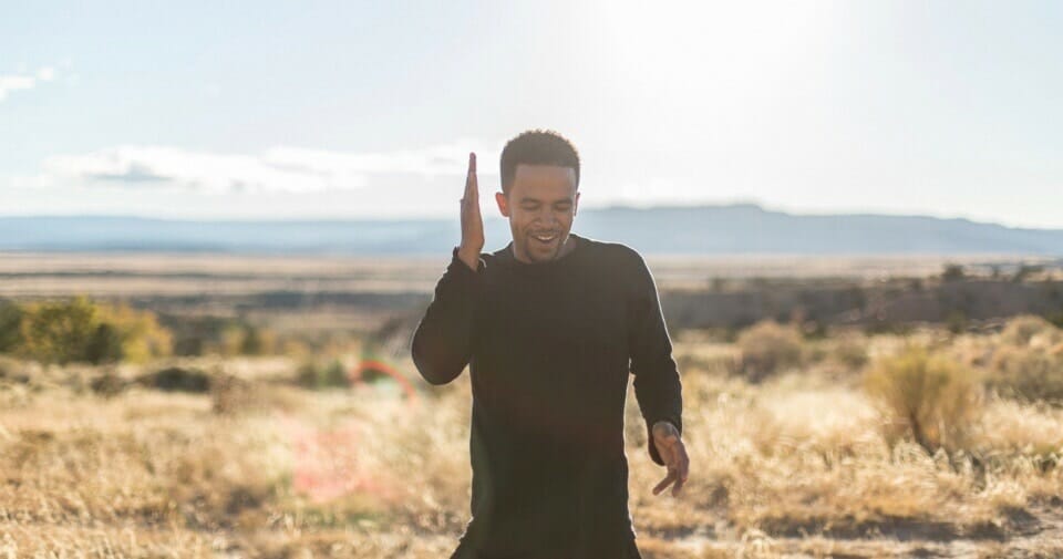 Dahlak Brathwaite dances with Arizona landscape in background